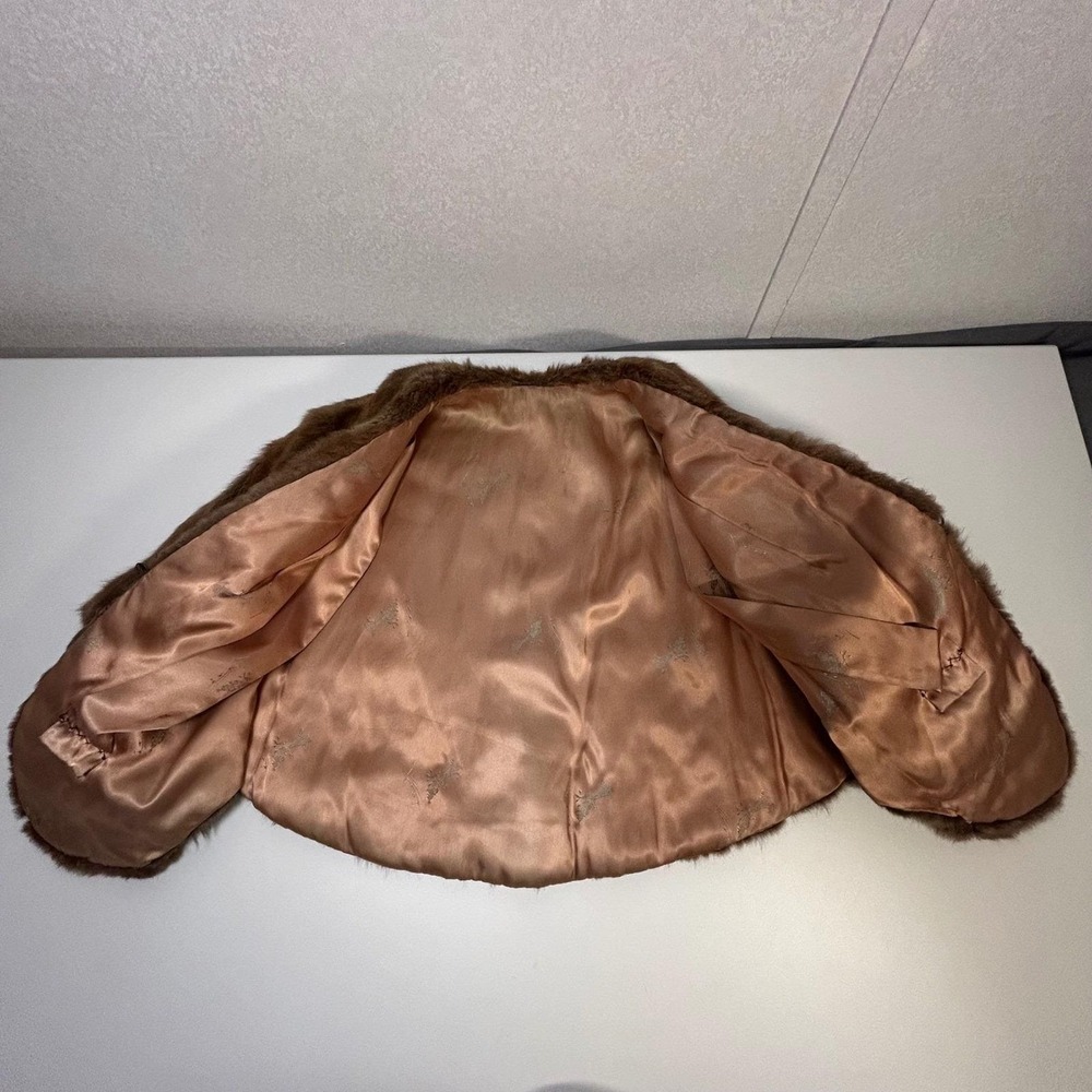vintage 1950's/1960's brown short cropped mink fur shawl luxurious capelet - Picture 3 of 10
